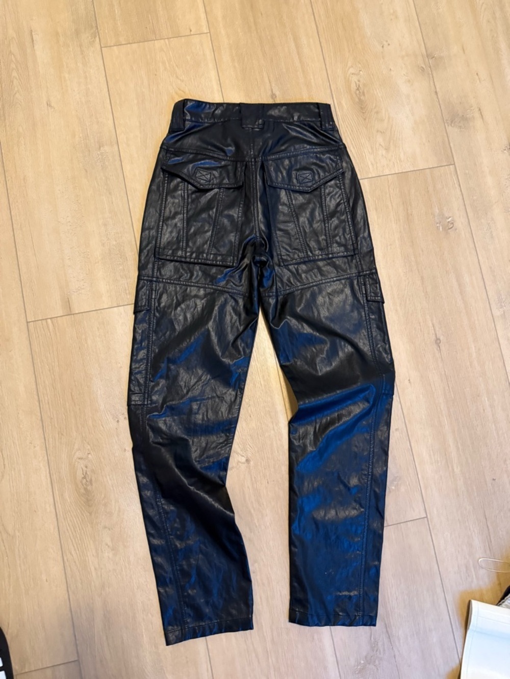 High-Rise Black Faux Leather Straight-Leg Pants - Picture 2 of 4